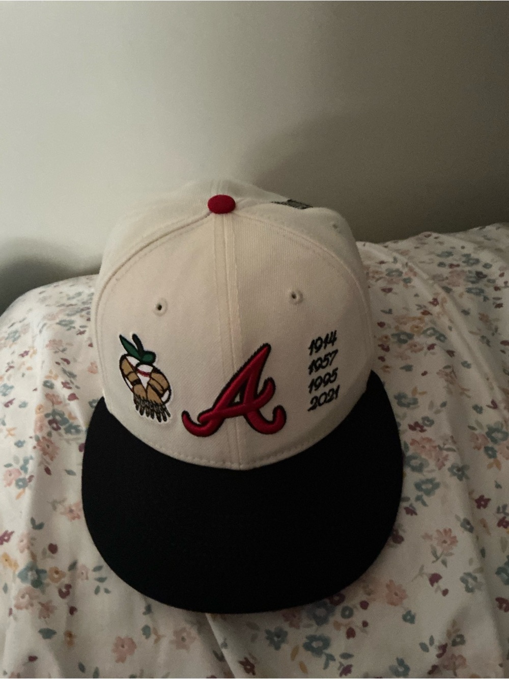 Cream and Black Baseball Cap